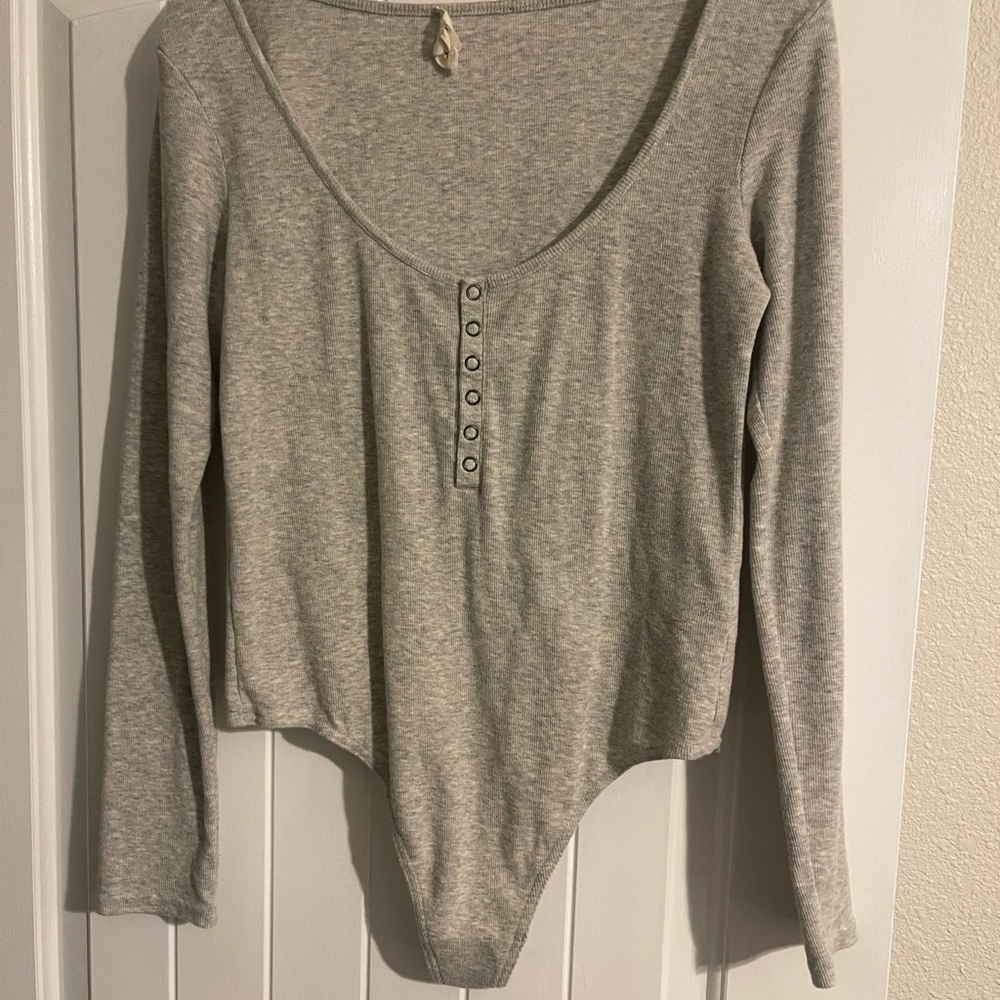Gray Long Sleeve Bodysuit